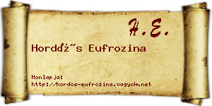 Hordós Eufrozina névjegykártya